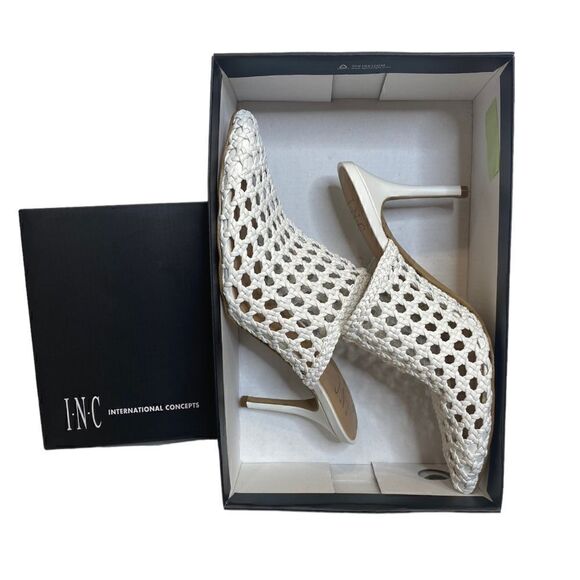 INC International Concepts White Pointed Toe Mules Size 8 NWT - Picture 5 of 7